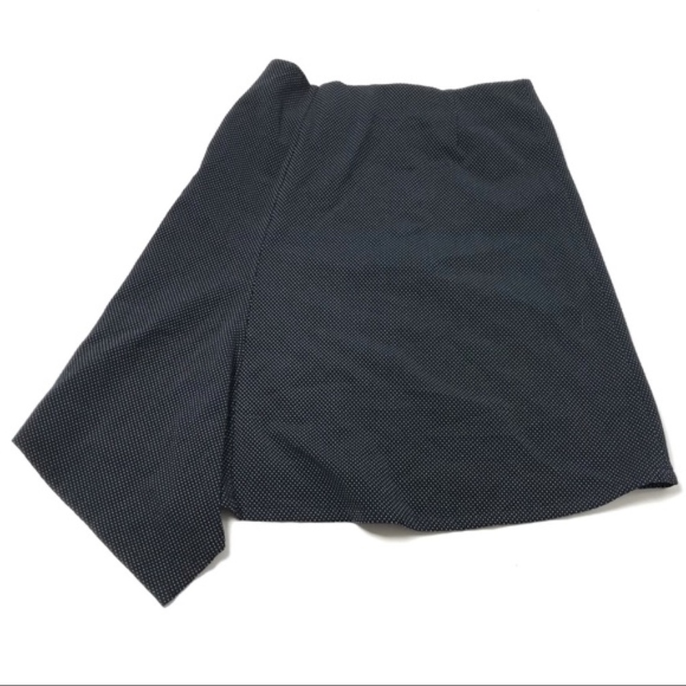 Navy polka dot asymmetrical knee-length skirt